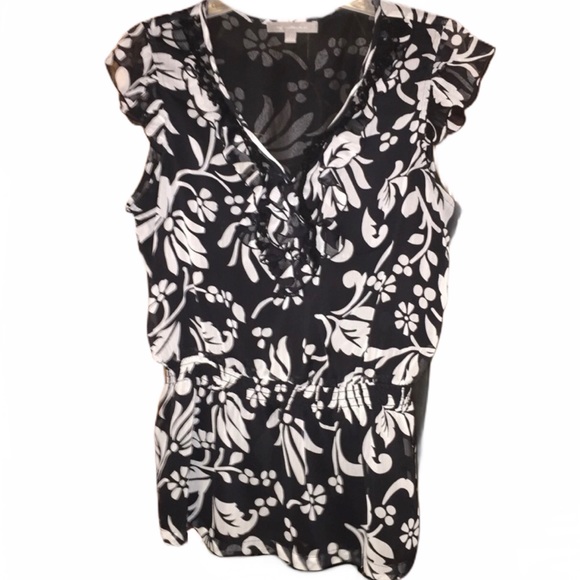 NY Collection Cap Sleeve Ruffle Top - Sz L - Picture 2 of 9